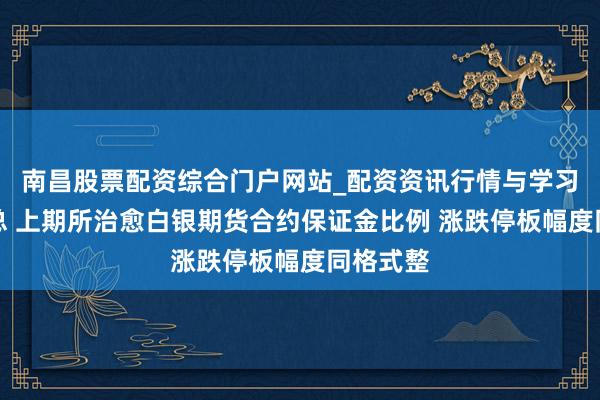 南昌股票配资综合门户网站_配资资讯行情与学习入口汇总 上期所治愈白银期货合约保证金比例 涨跌停板幅度同格式整
